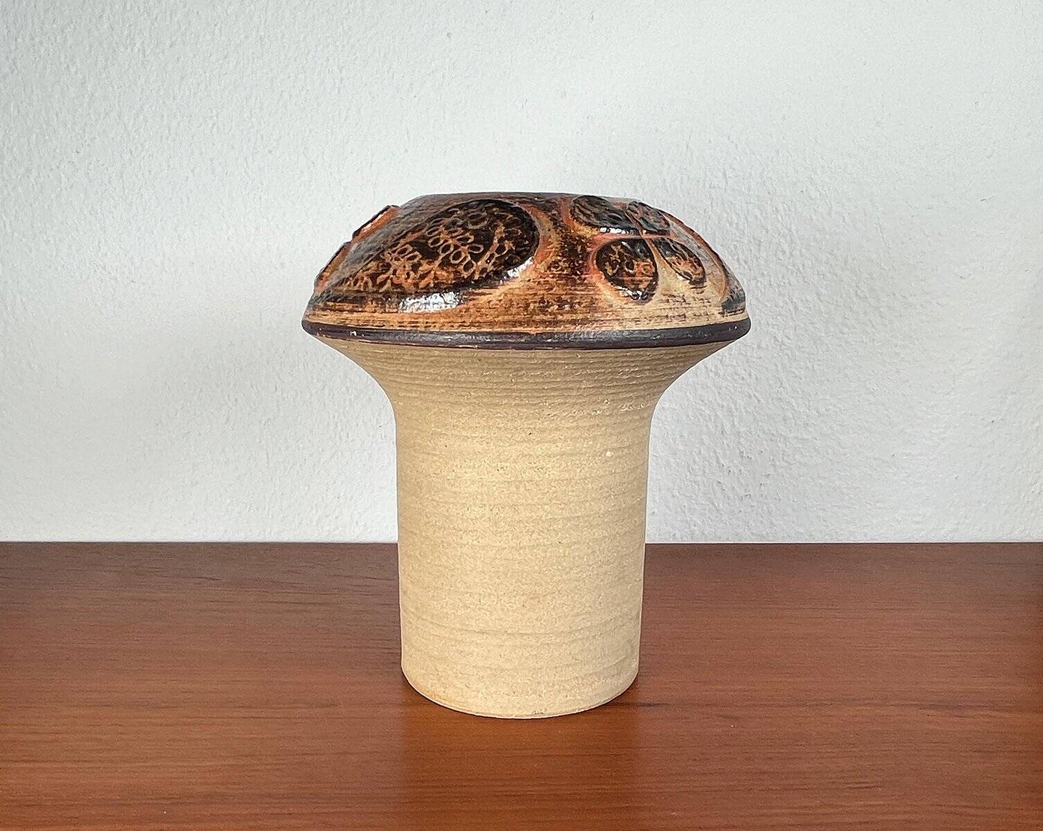 Mid-century modern stoneware mushroom vase by Haico Nitzsche for Søholm, 1960s.