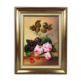 Fleurs et fruits, huile sur carton entoilé XXe
