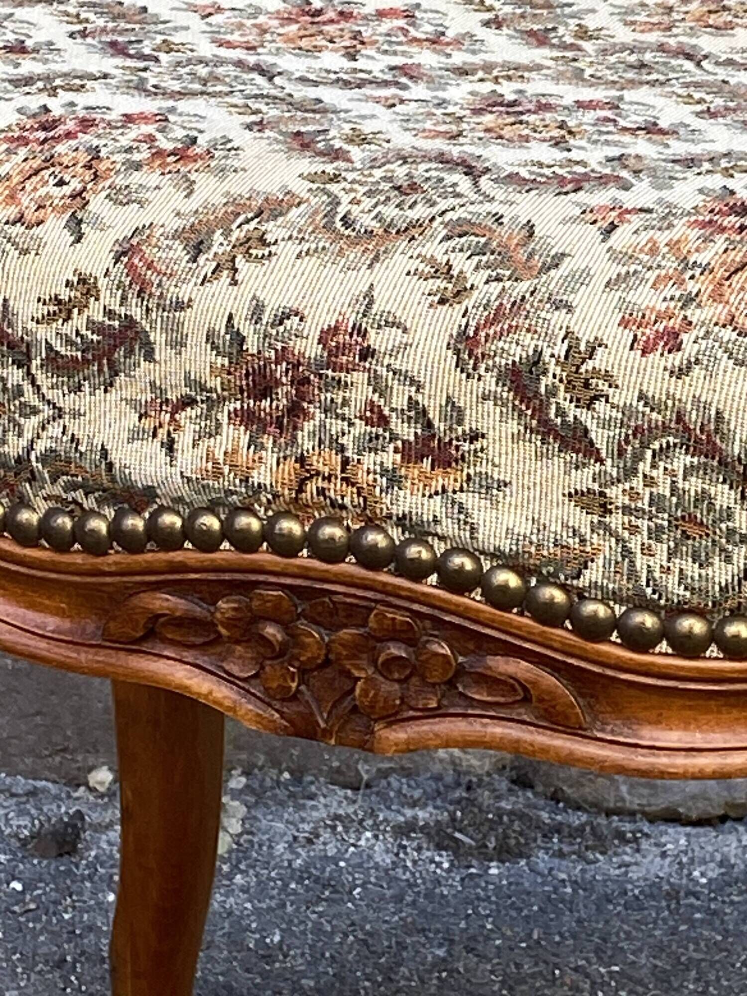 antique Louis XV Rocaille Rococo French vintage ottoman stool footstools