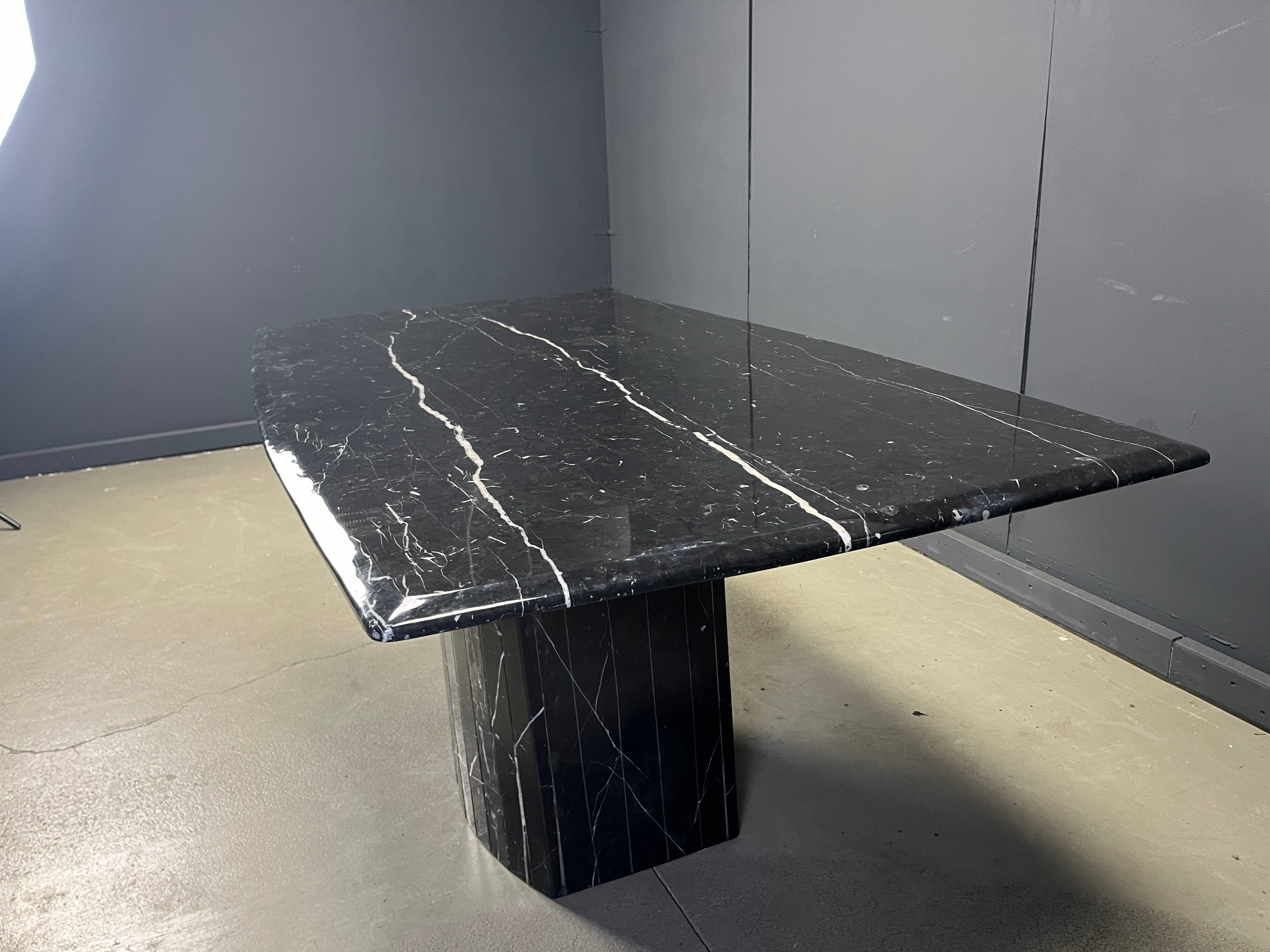 Vintage black marble dining table, 1970s