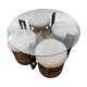 Vintage 1970s rope & rattan coffee table and 4 stools