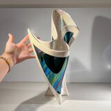 Iridescent free-form sculptural ceramic vase