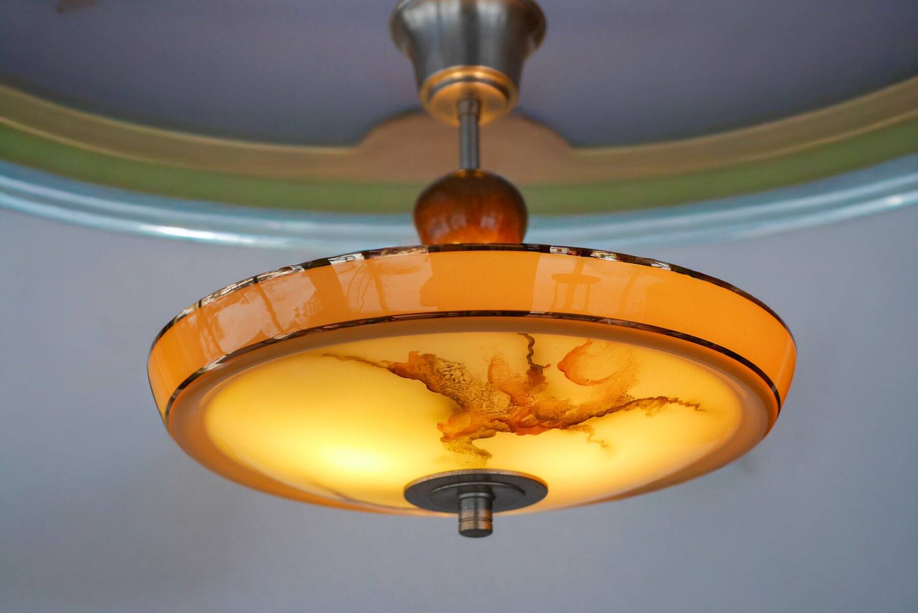 Scandinavian Art Deco glass pendant light, 1930s