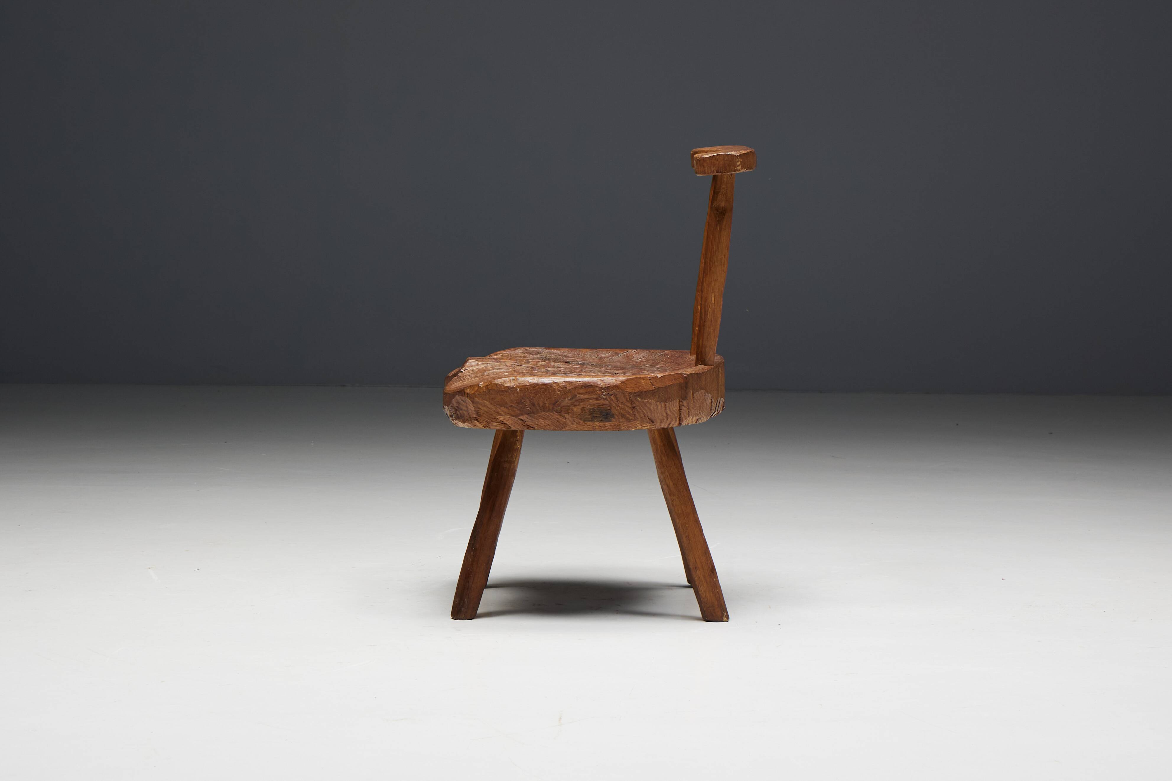 Folk Art Wabi Sabi Chair, France, 19th Century