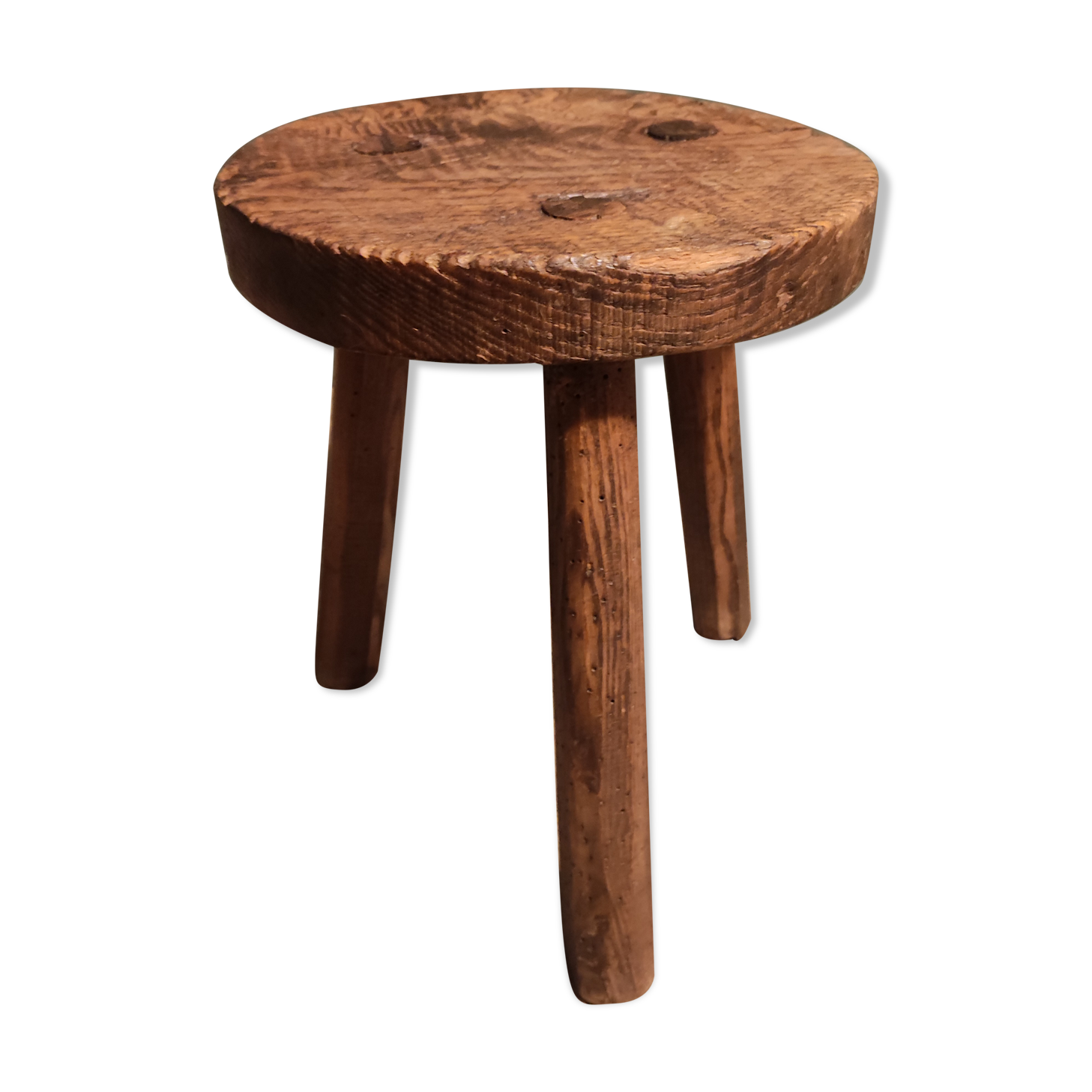 Stool solid oak tripod brutalist shepherd
