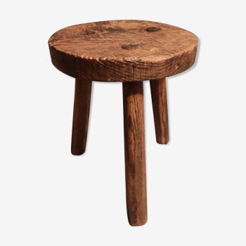 Stool solid oak tripod brutalist shepherd