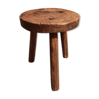 Stool solid oak tripod brutalist shepherd