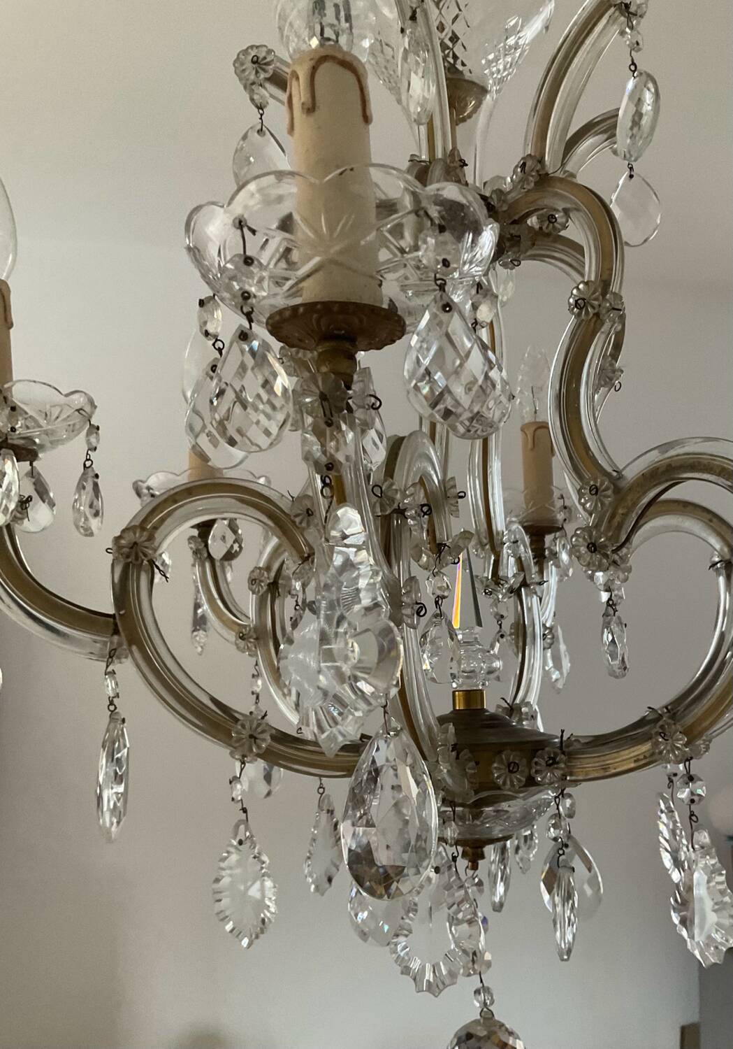 Old Venetian chandelier in crystal and bronze