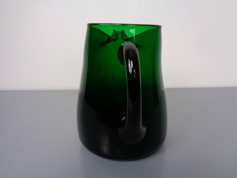 Italian green glass decanter and tumbler, 1960s, set of 7.