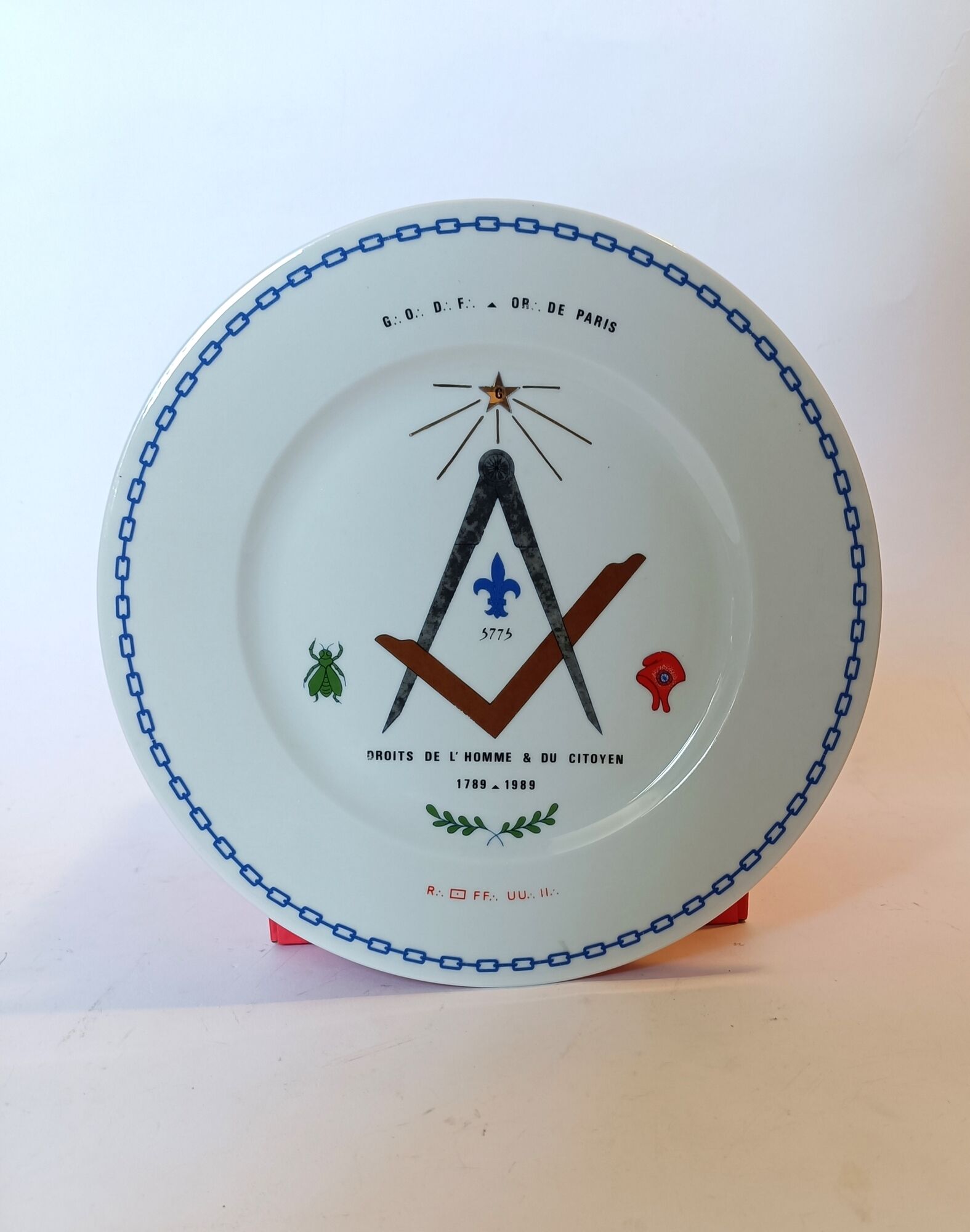Bicentennial Masonic plate of the revolution dated and signed 1989.