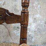 Set of 4 wooden and straw chairs