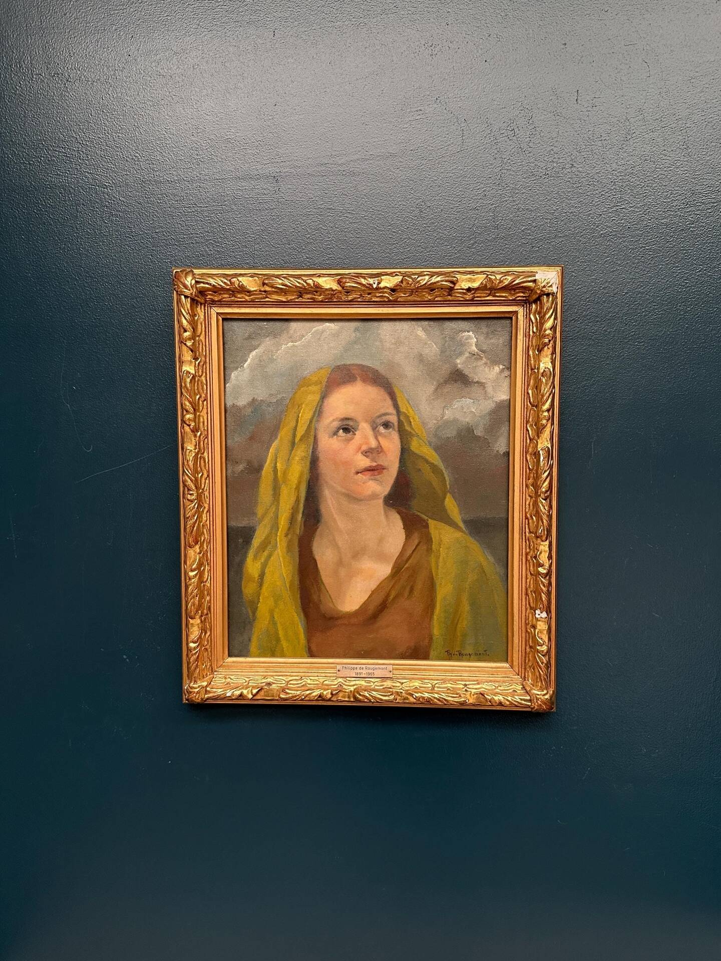 Huile sur toile française – “Madonna” par Philippe de Rougemont – Vintage