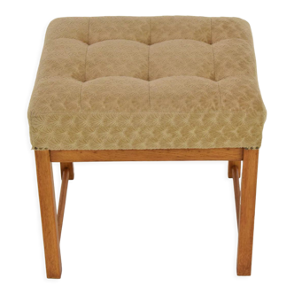 Repose pied, Bout De Canapé Tabouret Pouf Tissu Chiné Beige Pied Bois De  Chene Scandinave 35x35x40CM - Meuble de salon