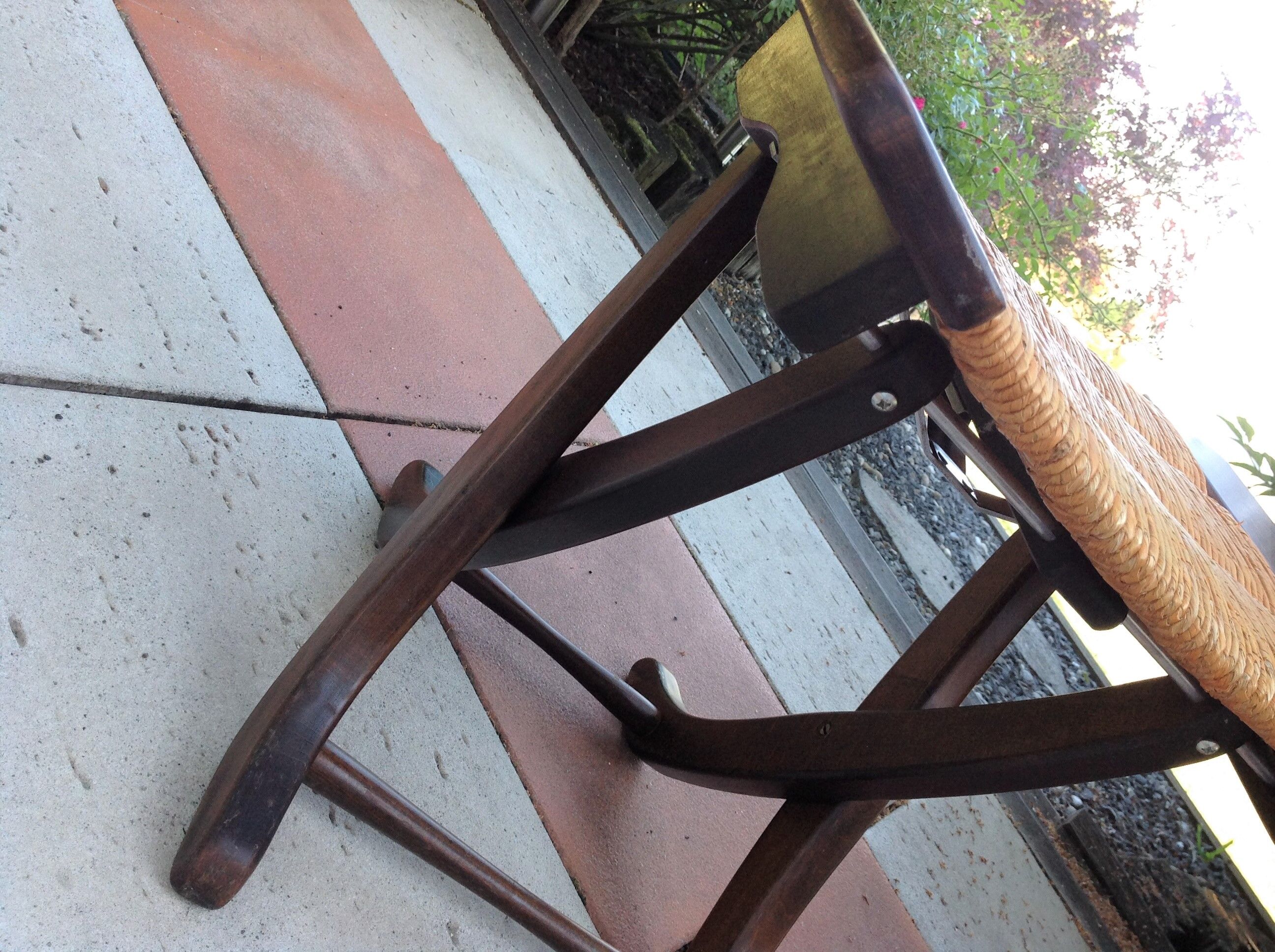 Tabouret  en bois paillé / vintage années 50-60
