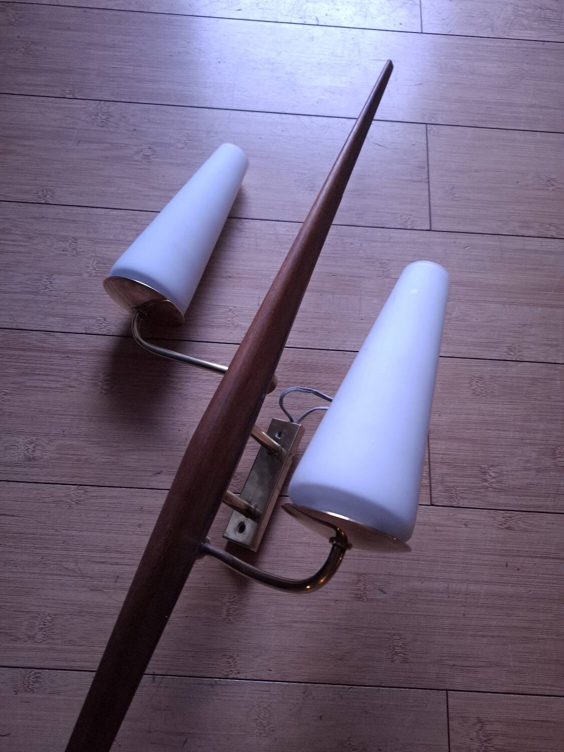 60's teak wall light from Maison Lunel