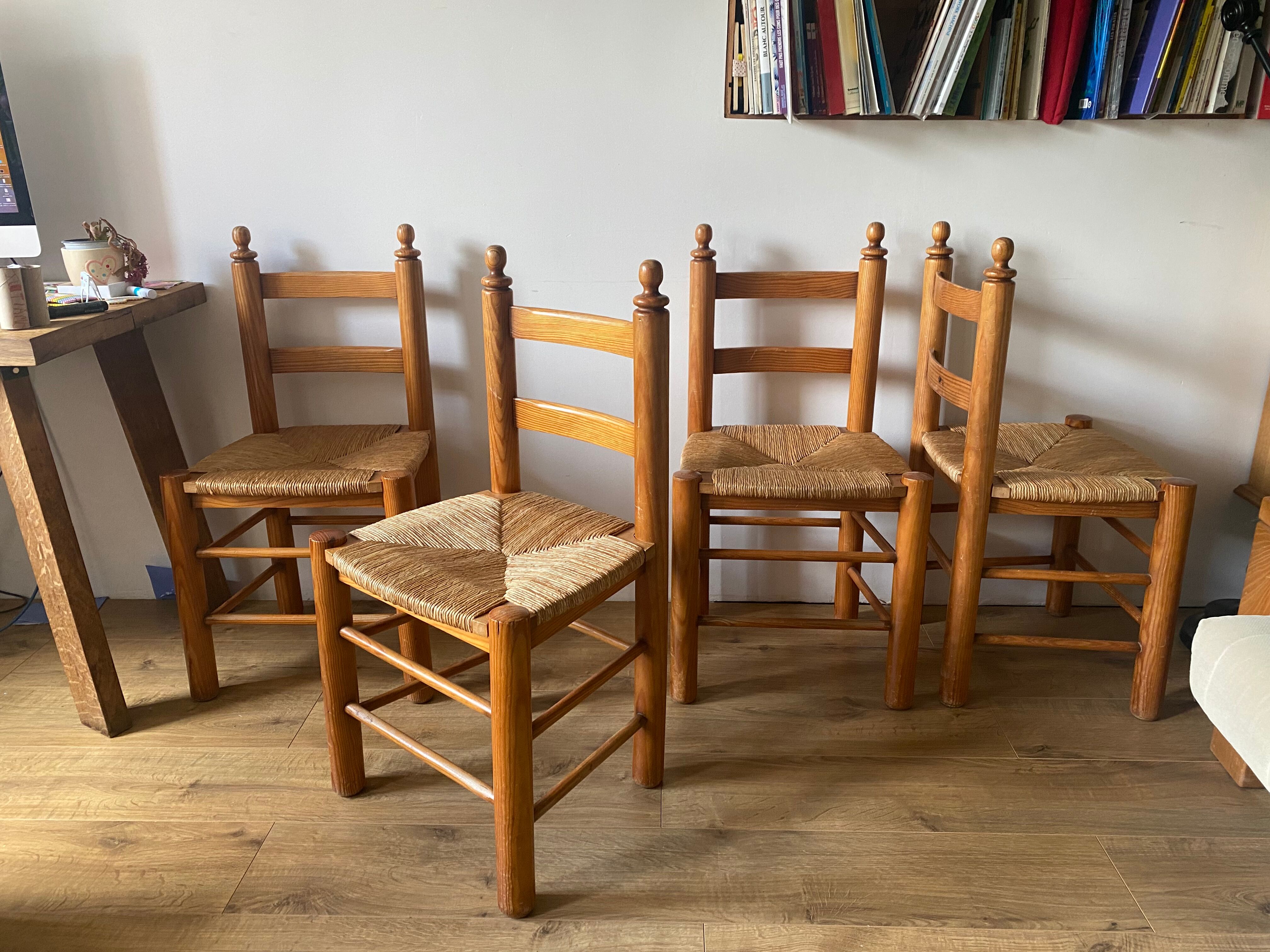 Pine and straw chairs