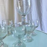 Vintage Biot-style bubbled stemmed glasses
