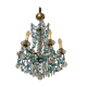 Lustre à pampilles bleues en cristal, 6 feux, Baccarat, 1950, style art nouveau