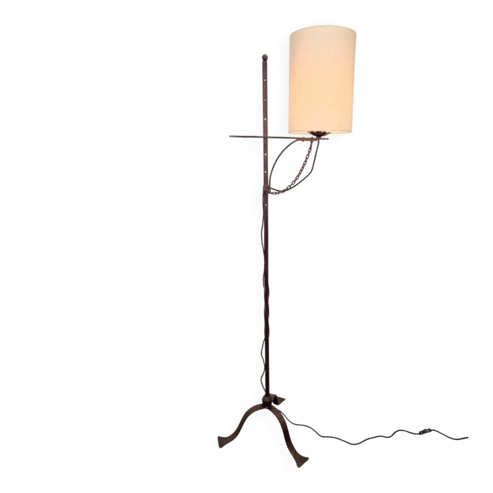 Brutalist Floor Lamp in Wrought Iron, 1950s