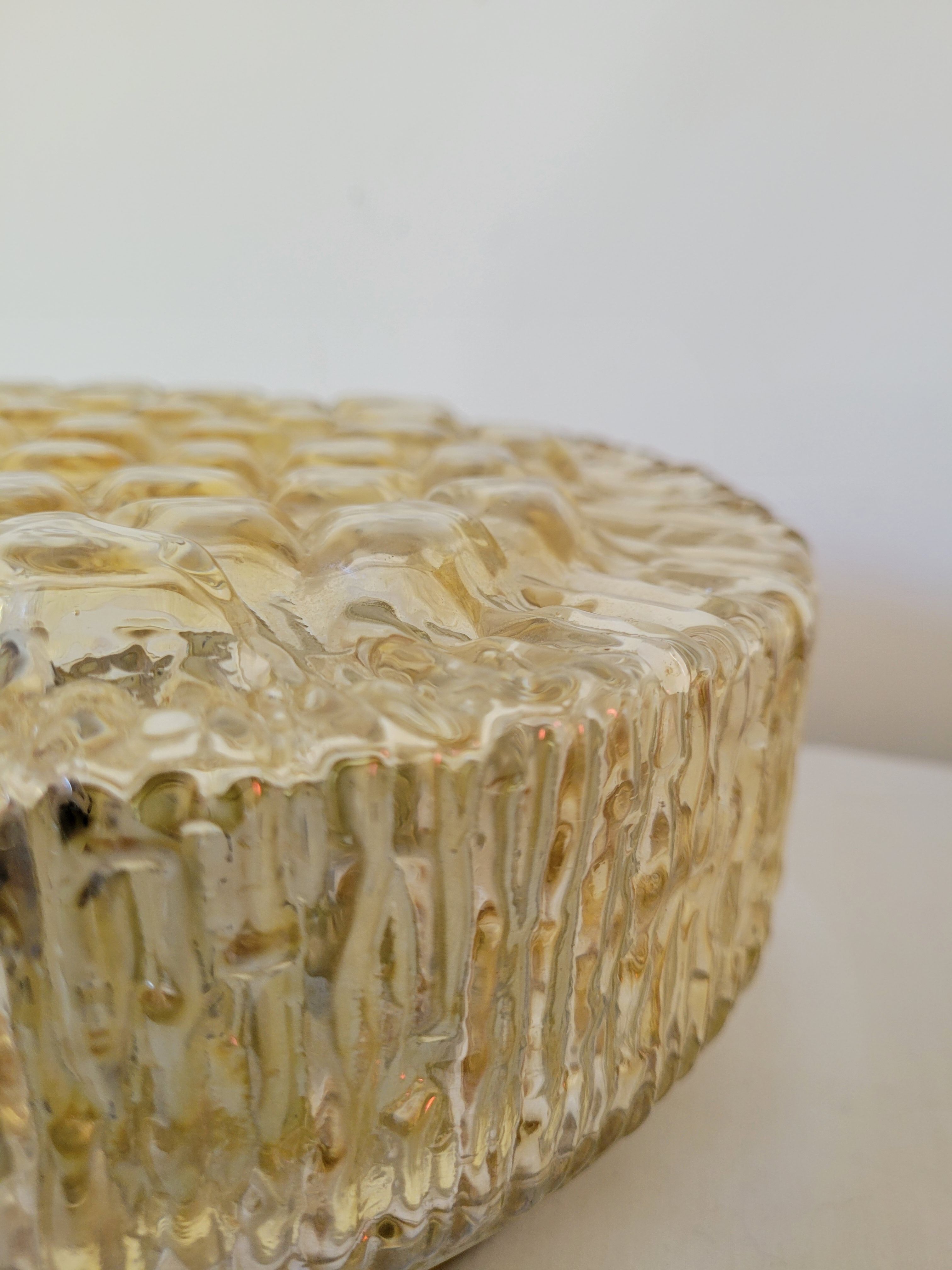 Amber molded glass ceiling lamp