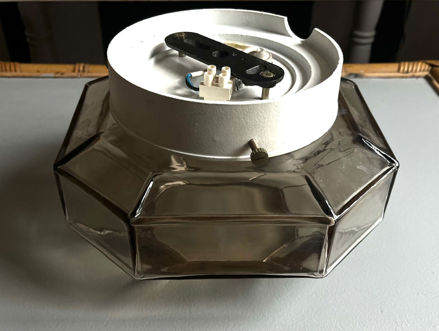 Italian smoked glass ceiling light Space Age