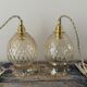 Set of two vintage golden glass handhelds