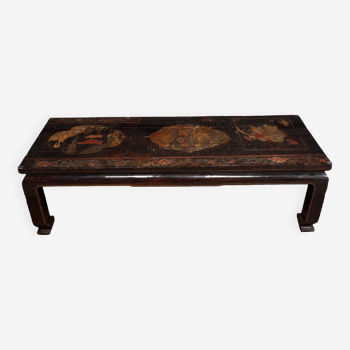 China coffee table in lacquer mid-XXth 4 legs polychrome décor