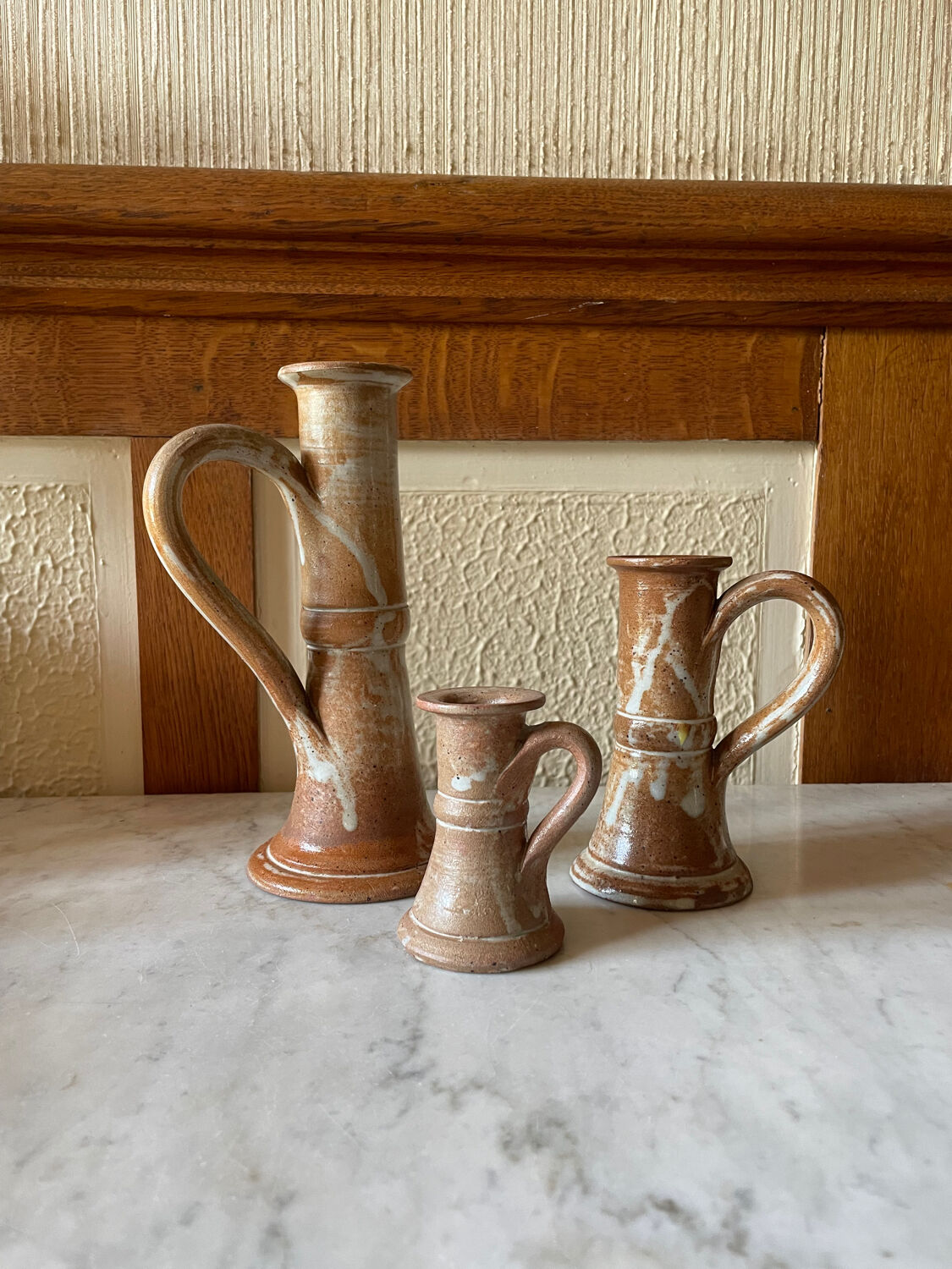 Vintage stoneware candlesticks