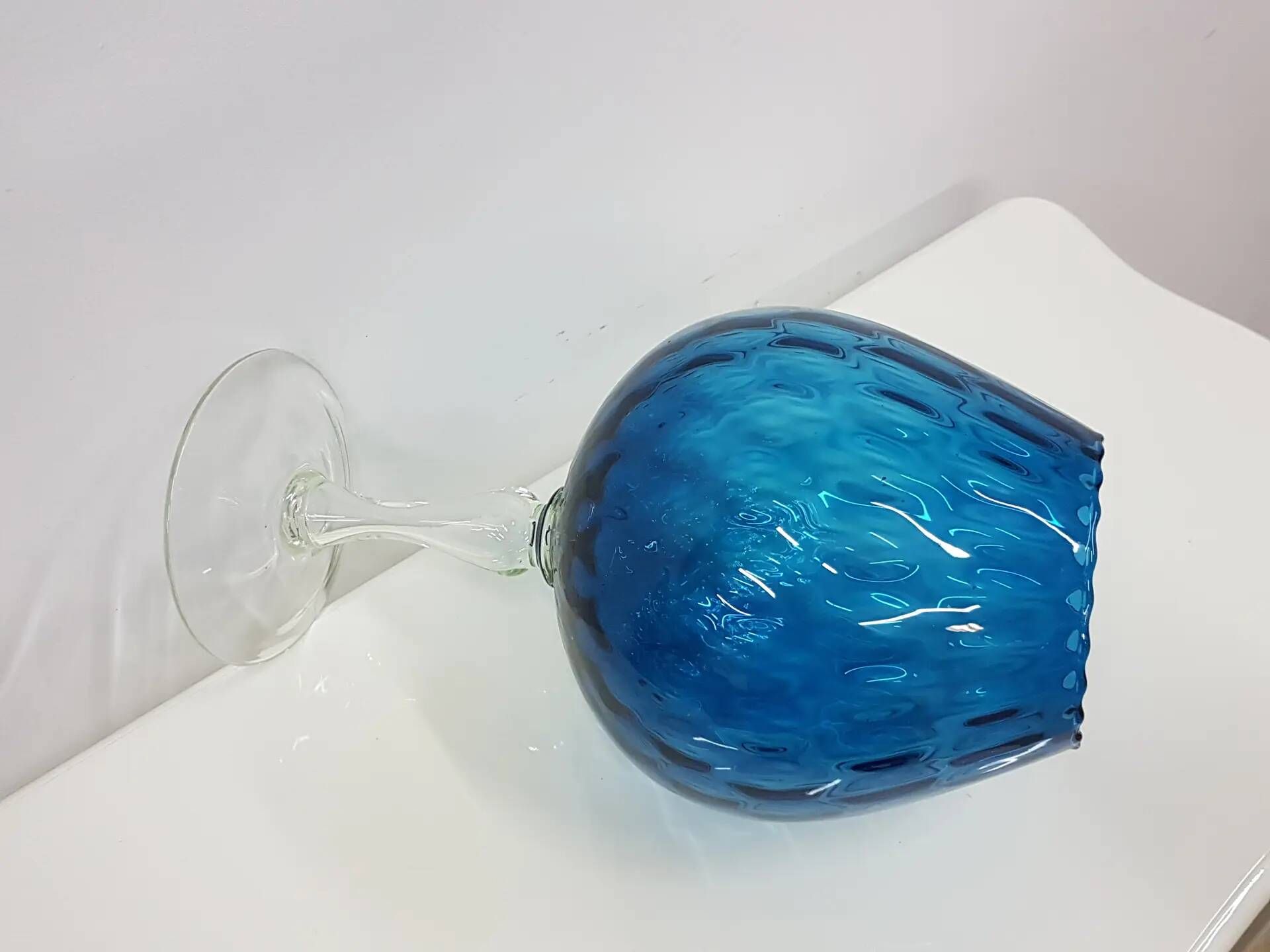 Blue-violet glass chalice vase, Italy, 1970s.