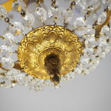 Balloon chandelier with glasses and bronze pampilles