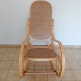Wooden and cane rocking chair