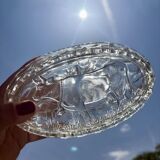 Vintage glass butter dish with cow decorations