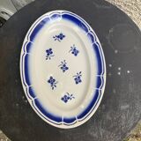 Plat de service fleurs bleues en faïence art déco
