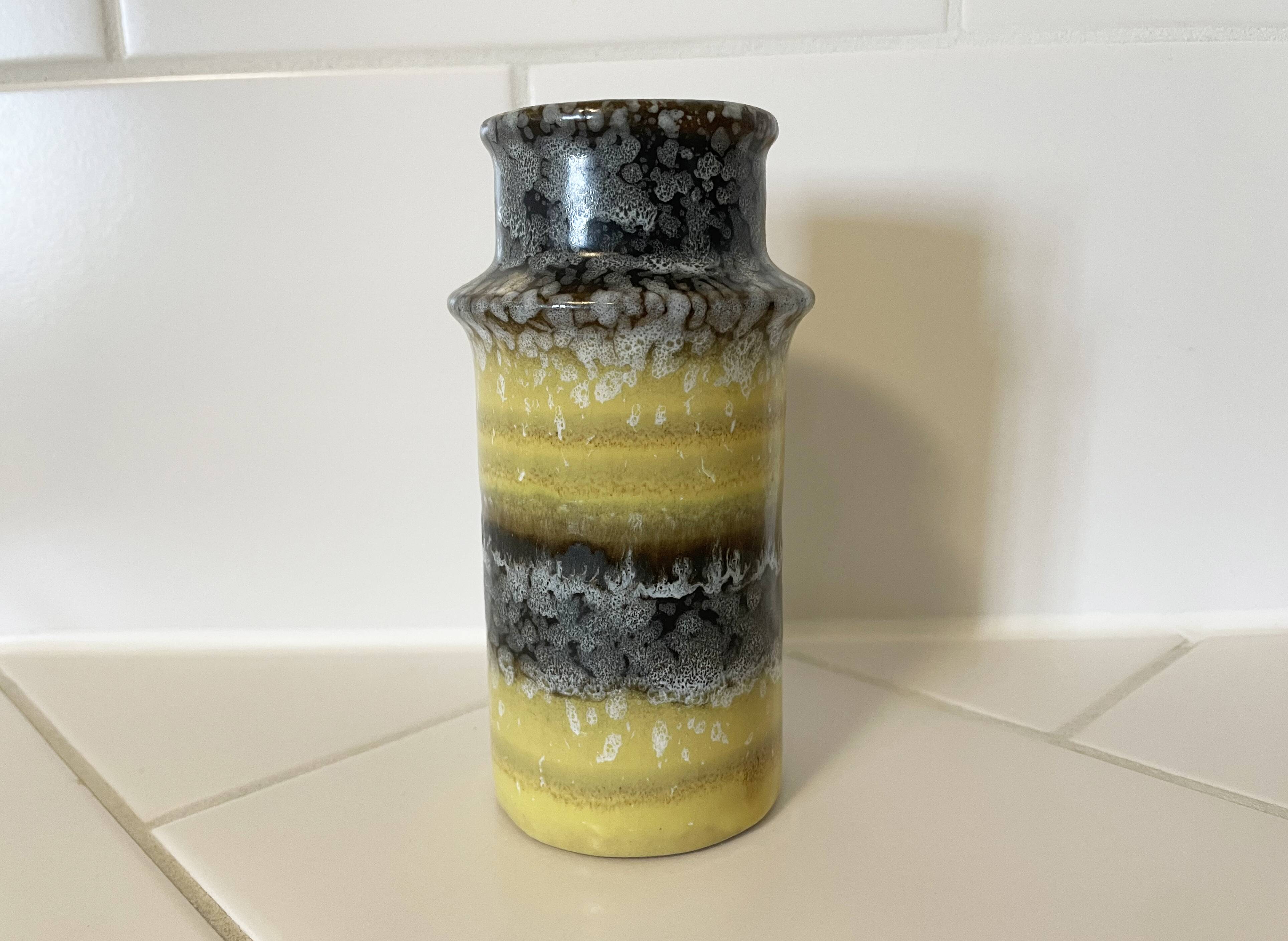 VEB Haldensleben 3092/D Vase - Small Yellow & Gray East-German GDR Ceramics