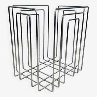 Chrome metal magazine rack by Willi Glaeser for TMP, 1980s.