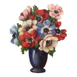 Oil on canvas bouquet of anemones by Henriette de Elmonty