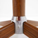 Brown leather swivel footrest with metal base - De Sede, Switzerland.