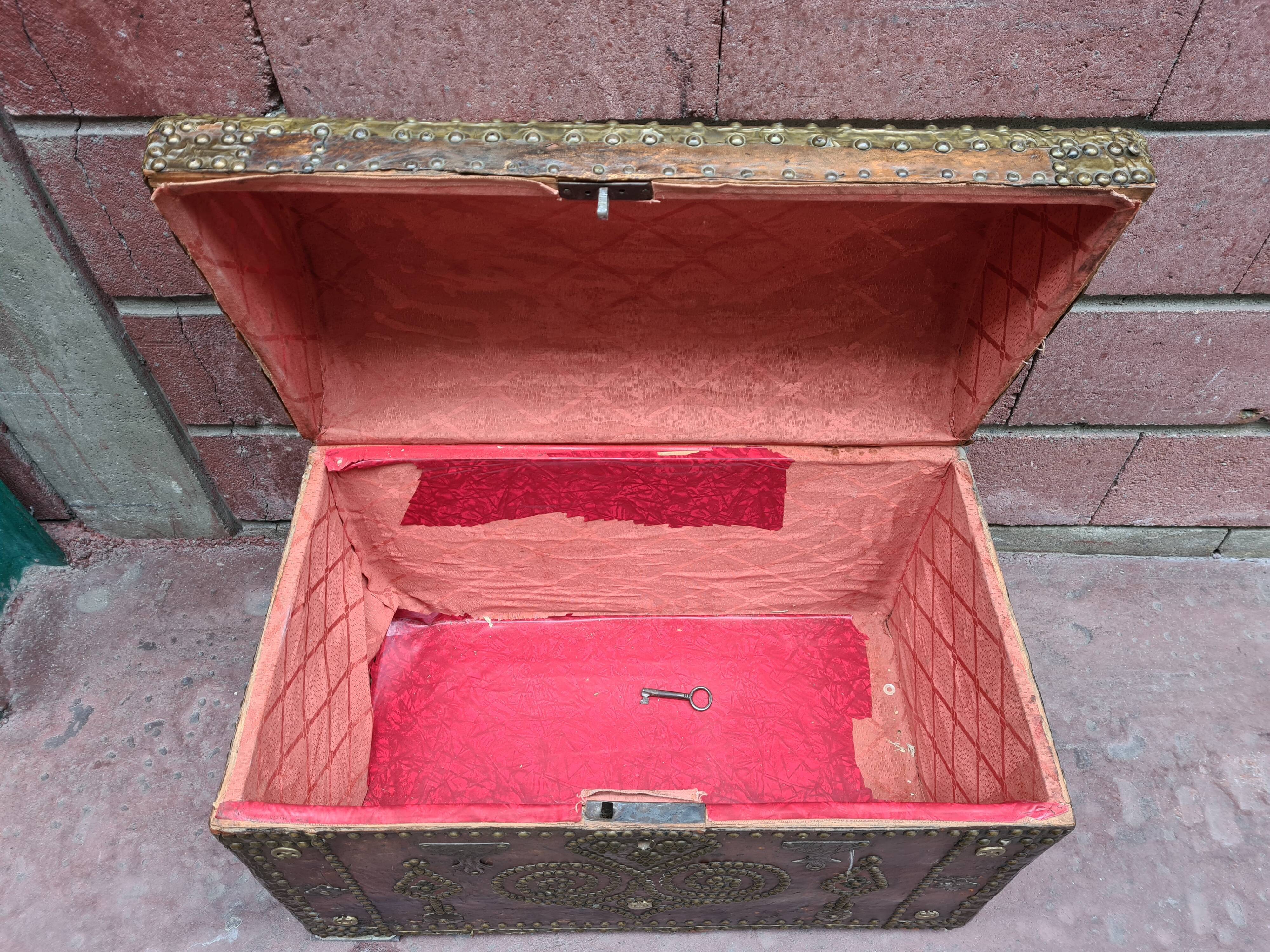 Wooden box and antique leather