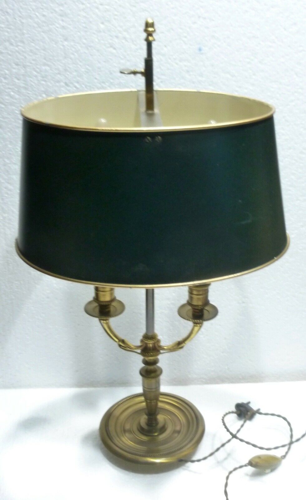Bronze hot water bottle lamp with tin blind 2 lights