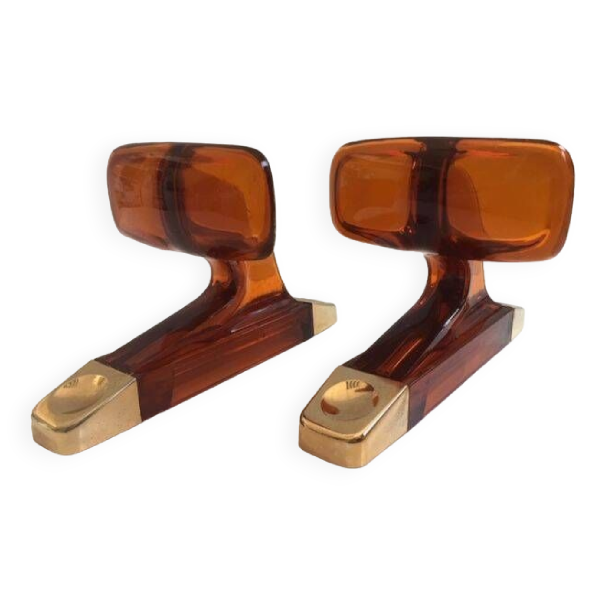 Duo of vintage grosfillex coat hooks model versailles amber plexi