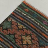 6x9 Blue & Green Striped Kilim Rug, 180x271Cm