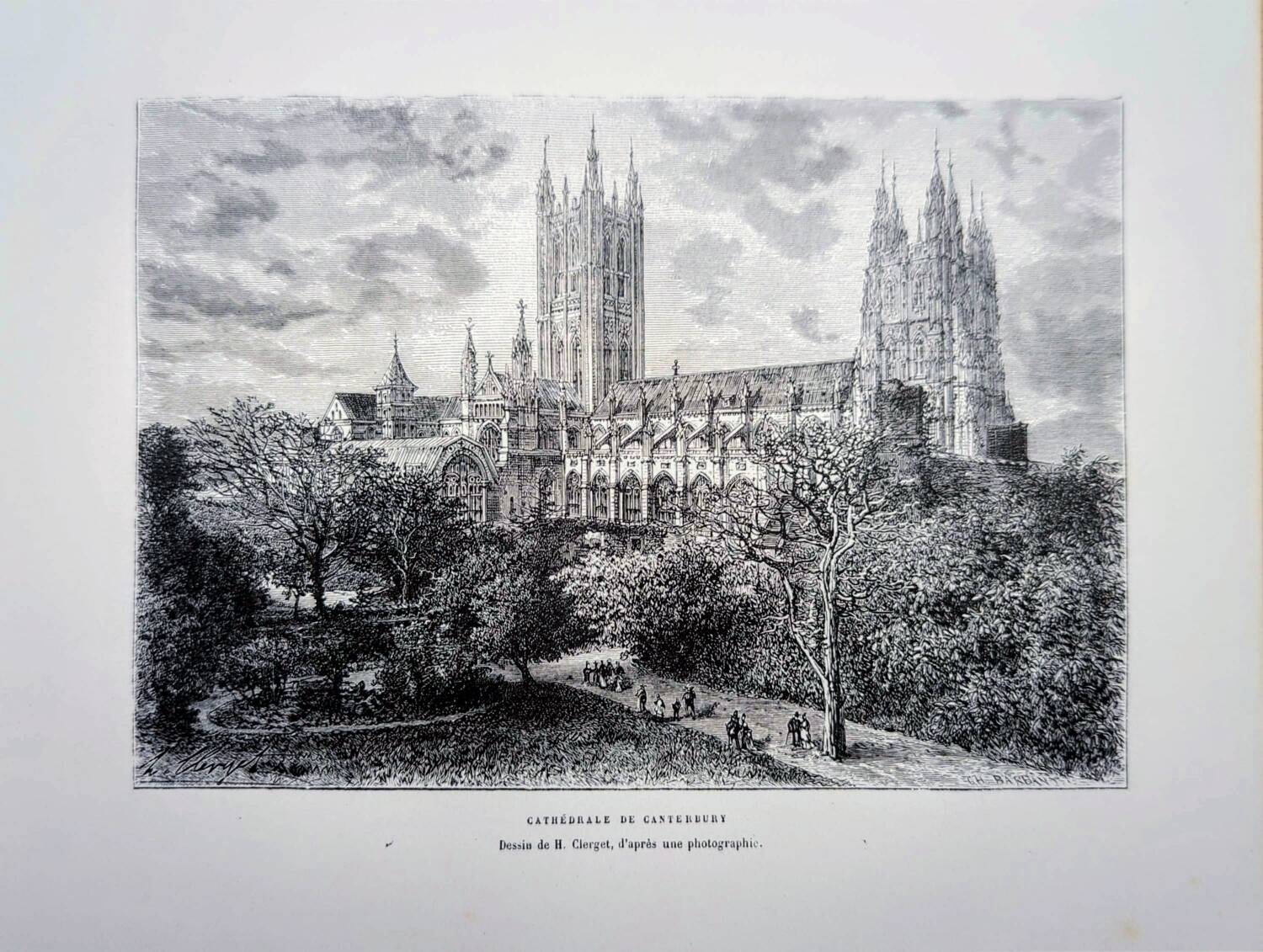 La cathédrale de Canterbury, illustration imprimée en 1879.