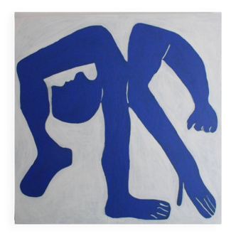 Figurative painting on unique stretched canvas 80X80cm