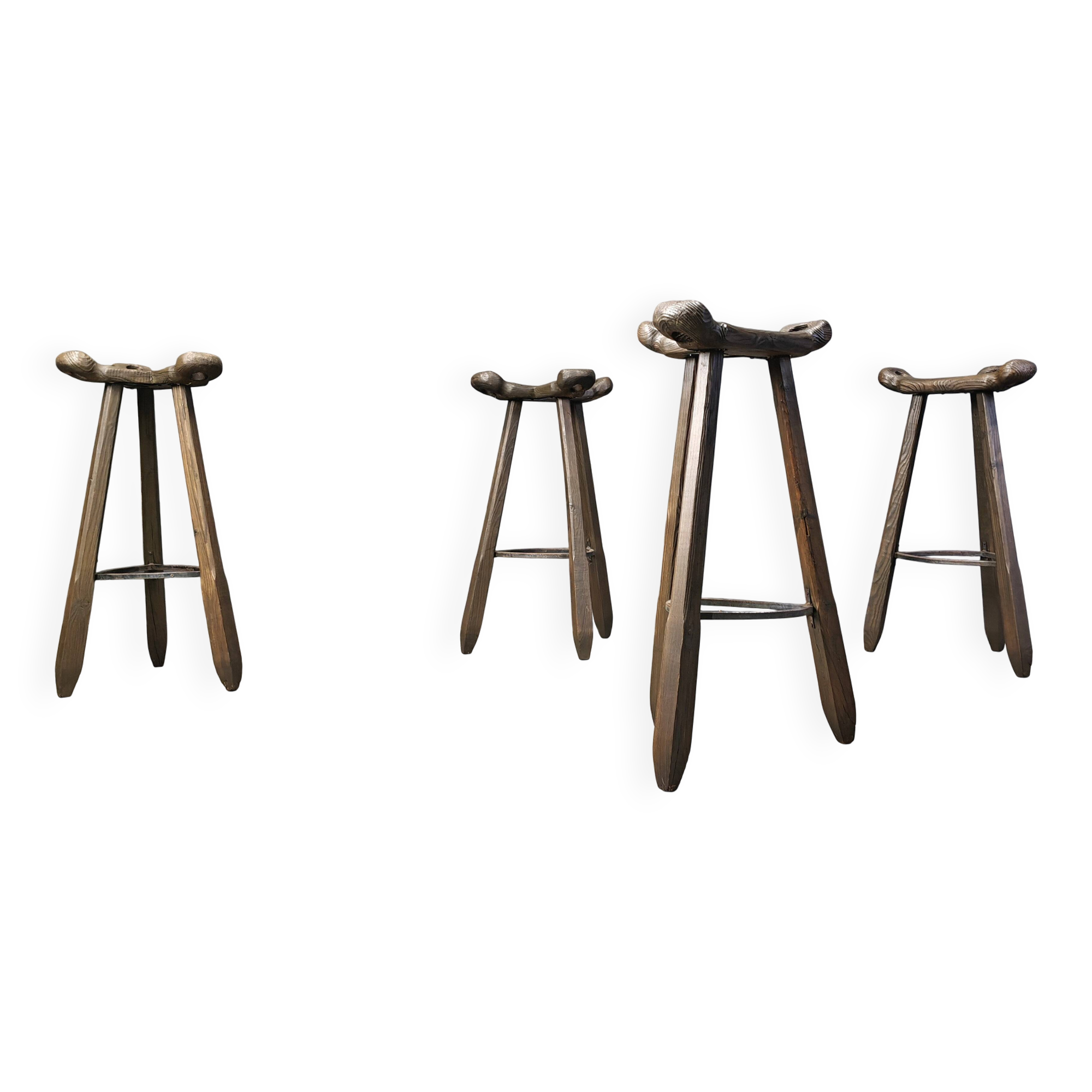 Mid-century brutalist bar stools - set of 4, 1960s