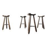 Mid-century brutalist bar stools - set of 4, 1960s