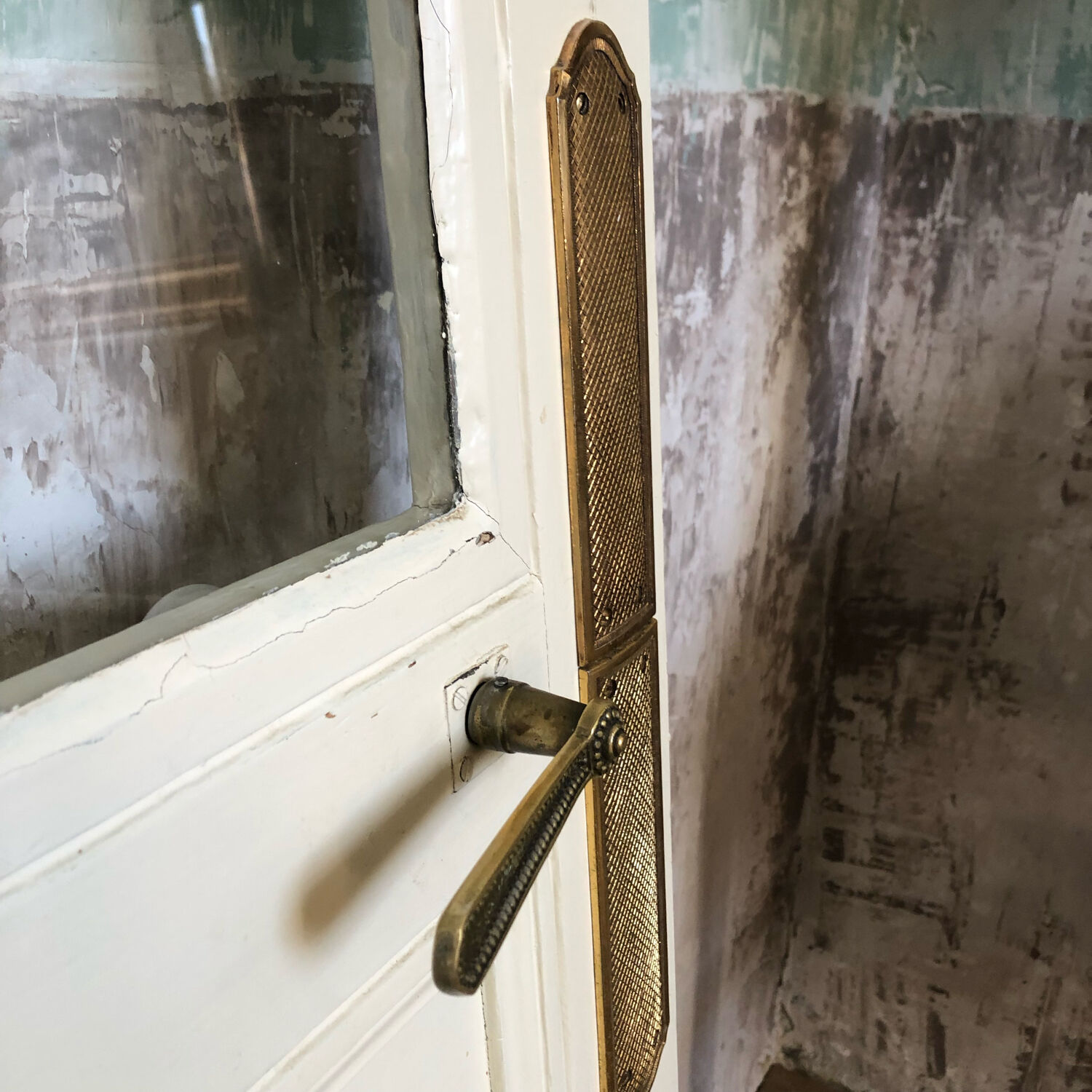 Old wooden glass door