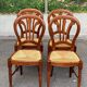 4 country-style medallion chairs in solid cherry with rush seats from the 1990s.