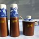 Salad set vintage 1970 wood and porcelain Japanese scenes