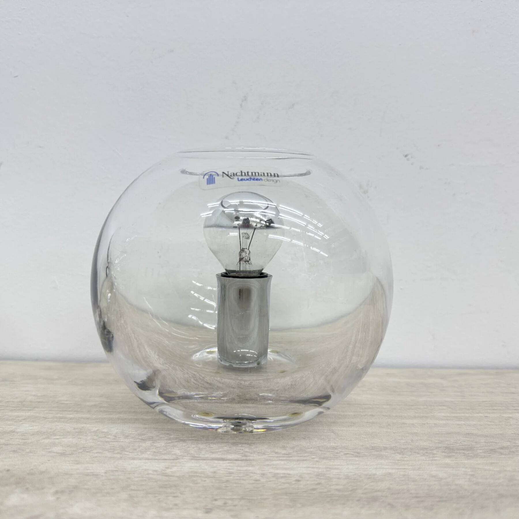 Pair of Nachtmann Leuchten design sphere crystal table lamps, 1970s