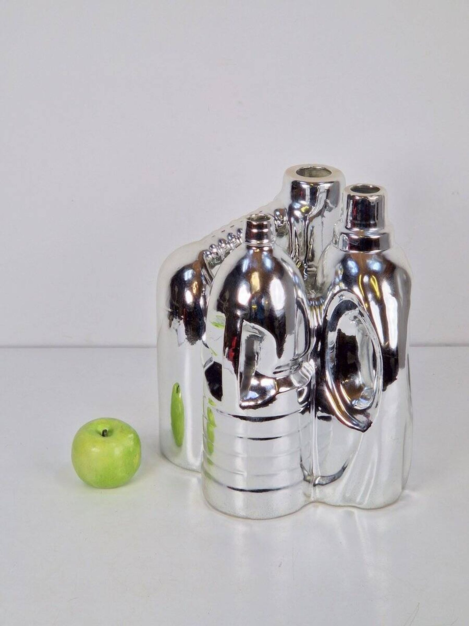 Silver Ceramic Vases and Cleaning Bottles from Pols Potten, 1990s, Set of 3
